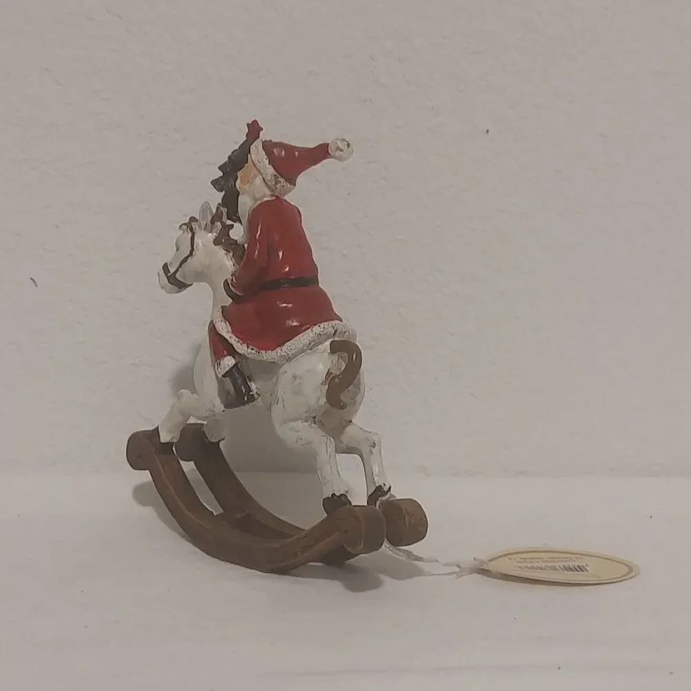 Vintage 1991 Small Resin Santa On Rocking Horse TII Collectables Pre-owned Tags